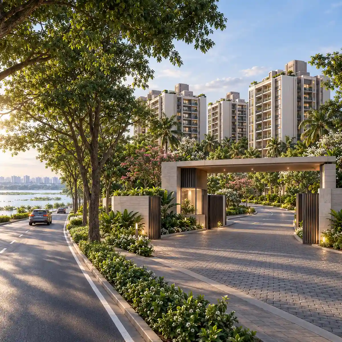 Adarsh Urbanite gated entrance on Bellandur Lake Road, artist's impression