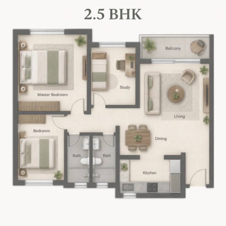 Adarsh Urbanite 2.5 BHK indicative floor plan Adarsh Urbanite 2.5 BHK indicative floor plan